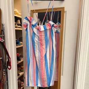 Buddy Love Multi Striped Striped Pink and Blue Linen Dress with Pockets! **#^